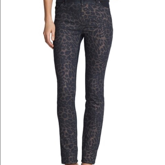 Chicos Platinum Denim Metallic Cheetah 